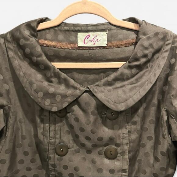 Vintage 50s Two Piece Brown Polka Dot Print Dress And Jacket Peter Pan Collar - Picture 8 of 12